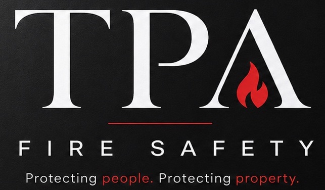 TPA Fire Safety approved black, white and red brand identity